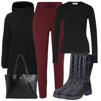 Outfit s Černá Fleecový Kabát/Scuba Kabát/Pletený Fleecový Kabát/Softshellový Kabát VERO MODA "Outfity na zimu"
