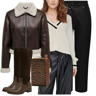 Outfit s Hnědá/Oranžová/Tmavě hnědá Taška na telefon/Taška Na Notebook/Pánská taška/Peněženka/Malá Taška orsay "Outfity na zimu"