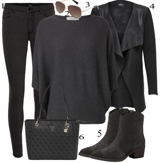 Denim outfits mit Črna Usnjena Jakna VERO MODA "Obleka za jesen"