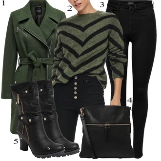 Outfits for chubby mit Črna/Temno modra Pajkice Pletena Pajkica/Pajkice z Razporkom/Neprosojna Pajkica/Usnjena Jakna/Oblikovana Pajkica/Tople Pajkice/Športna Pajkica/Podložena Pajkica/Baumwoll Pajkica Only "Obleka za jesen"