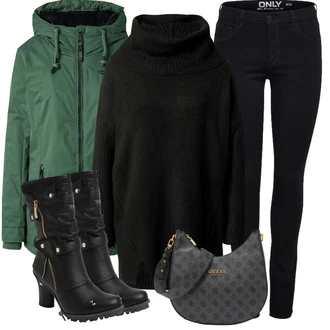 Outfit s Zelená/Tmavě Zelená Zimní Parka/Outdoorové Bundy/Nepromokavé Bund/Ripstop bunda/Funkční Bunda/Parka Přechodová Bund/Udržitelná bunda/Trekingová bunda/Bundeswehr Parka/Bunda s Kapucí Ragwear "Outfit na podzim"