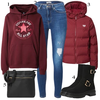 Black Outfits mit Rdeča lake view "Obleka za jesen"