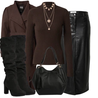 Outfit s Šedá/Tmavě hnědá/Hnědá/Khaki Přechodový Kabát/Vintage Kabát/Frock Kabát/Kašmírový Kabát/Lodenový kabát/Dlouhý kabát/Trenčkot/Dlouhý Kabát/Trenčkot/Vlněný kabát/Midi Kabát/Vlněný Kabát river island "Outfity na zimu"