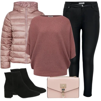 Outfit s Růžová Taška Přes Rameno/Klasická Taška Přes Rameno/Dopisová peněženka/Malá Taška/Brašna/Sportovní Taška Přes Rameno DKNY "Perfekt na podzim"