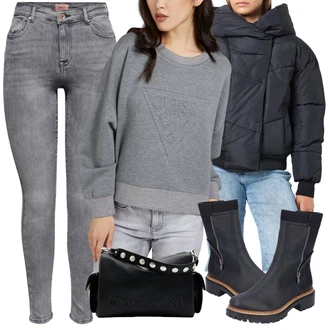 Outfity na podzim Trendový s Černá Rieker "Perfekt na podzim"Look: Šik, Váhy, Sportovní, Trendový, Nadrozměrné, Pracovní oděvy, Lak, Premium, Moderní, Egirl, Ležérní