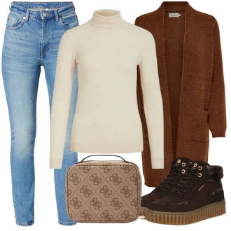 Outfity na zimu s Hnědá/Oranžová Pletenina veľkej veľkosti Only "Perfektní na zimu"