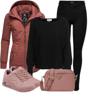 Outfit s Černá/Tmavě Modrá Legíny s Podšívkou/Teplé Legíny/Kožená bunda/Neprůhledný Legíny/Sportovní Legína/Formovaná Legína/Bavlněné Legíny/Legíny s Rozparkem/Pletený Legín Only "Podzimní Look"