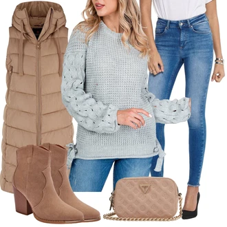 Outfity s kotníkovými botami s Hnědá/Béžová Kovbojská kotníková bota/Letní kotníková kozačka/Westernová Kotníková Bota kesi "Podzimní Look"