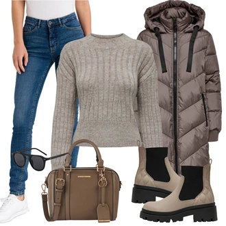 Klasické Vysoký Pas Outfit s Modrá/Světle modrá Kožená bunda/Slim Fit Džíny/High Waist Džínové Kalhoty/Džíny s Nízkým Sedem/Push up Džín/Kožené Boty Ichi "Praktický vzhled"Look: Ležérní, Klasické, Cool, Disko, Egirl, Bezešvé