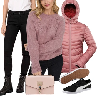 Outfit s Růžová Taška Přes Rameno/Klasická Taška Přes Rameno/Dopisová peněženka/Malá Taška/Brašna/Sportovní Taška Přes Rameno DKNY "Praktický vzhled"