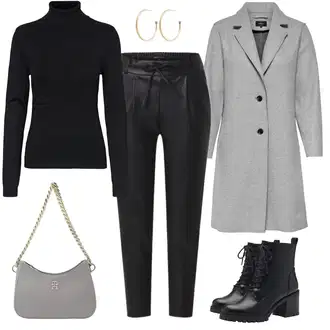 Sjaj Outfit sa Crna/Bijela/Smeđa/Zeleno/Narandžasta Hlače od Umjetne Kože/Jeggings/Kožne Tajice/Tajice Kožnog Izgleda/Kožna Hlača/Skinny Hlače/Treggings Only "Zimski Outfit"Look: Sjaj, Chic, Besprijekorno, Jazz, Ured, Vanjski, moderne, Mokri izgled, Pametno ležerno, Francuske