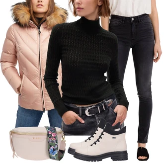 Kožešina Outfit s Zlatý/Růžová/Fialová blauer "Silvestrovský Outfit"