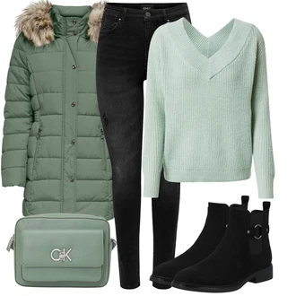 Krátká Outfit s ?erná Plochá Kotníková Bota/Chelsea Boty/Letní kotníková koza?ka/Ko?ená bunda About You "Skv?lý pro volný ?as"