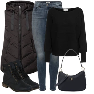 Outfit s Černá/Tmavě Modrá/Modrá Kozačka Šněrovací Kotníková Bota/Klasická Kozačka/Kotníková Bota s Podšívkou/Bojová Bota/Plochá Kotníková Bota/Motorkářská bota Rieker "Skvělý pro volný čas"