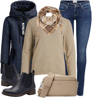 Ležérní outfity 60. Let s Hnědá/Béžová/Šedá/Khaki Basic Svetr/Kašmírový Svetr/Mohair Pullover/Jednoduchý Svetr/Svetr s V-výstřihem/Vlněný Svetr Vila "Skvělý pro volný čas"Look: 60. Let, Klasické, Egirl, Elegantní, Pro Dům, Old Money, Univerzitní, Vintage