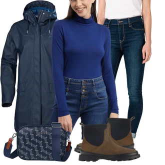 Sportovní Outfit s Tmavě modrá/Modrá Kožená bunda/Kožené Boty/Push up Džín/Navlékací džíny/Džíny Regular Fit/Slim Fit Džíny/High Waist Džínové Kalhoty levi's "Skvělý pro volný čas"Look: Bezešvé, Ležérní, Sportovní, Lev