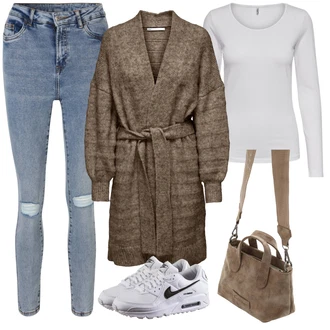 Air Max 90 Outfit sa Siva/Bijela/Plava/Svjetlosiva gimnastička papuča/Tenisica za fitness/Tenisica za tenis/cipela za trčanje Nike Sportswear "Zimski Outfit"