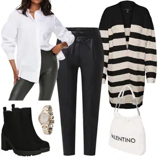 Sjaj Outfit sa Crna/Bijela/Smeđa/Zeleno/Narandžasta Hlače od Umjetne Kože/Jeggings/Kožne Tajice/Tajice Kožnog Izgleda/Kožna Hlača/Skinny Hlače/Treggings Only "Zimski Outfit"Look: Sjaj, Chic, Besprijekorno, Jazz, Ured, Vanjski, moderne, Mokri izgled, Pametno ležerno, Francuske