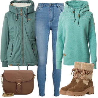 Kožešina Outfit s Hnědá/Béžová Vycpaná kozačka/Kotníková Bota s Podšívkou/Zimní bota/Zimní kozačka z jehněčí kůže/Bota se širokým nohavici/Zimní kotníková bota/Šněrovací Kozačka Tamaris "Oblečení do kanceláře"