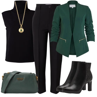 Outfit s ?erná/Tmav? modrá Vest Jemn? Pletený Svetr/Bl?zový svetr/Moderní Svetrová Vest about you x iconic by tatiana kucharova "Oble?ení do kancelá?e"