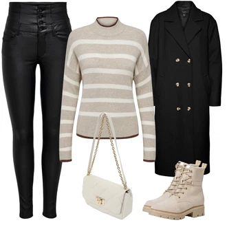 Outfit sa Crna/Tamnoplava Vojnički Kaput/Vintage Kaput/Kaban Kaput/Vuneni Kaput/Dugi Kaput/Dugi kaput/Kaput od Kašmira/Zimski Kaput Vuneni kaput/Midi Kaput VERO MODA "Zimski Outfit"