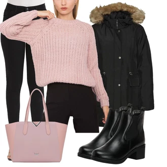 Outfit s Růžová/Fialová Pletený Svetr/Jednoduchý Svetr/Svetr boucle/Kardigán s kulatým výstřihem/Hrubě pletený svetr/Svetr s Výstřihem/Vintage svetr/Zimní svetr/Basic Svetr/Crop Svetr/Kardigán se stojatým límečkem/Krátký svetr rue paris "Stylový vzhled pro volný čas"