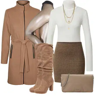 Zapínání na knoflíky Outfit s Krémová/Bílá Tričko & Top Pletený top/Roláková Košile Edited "Perfekt na podzim"