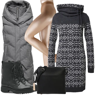 Outfit s Šedá/Světle šedá/Tmavě šedá Zimní Parka/Nafukovací Bund/Puchová Bund/Dlouhé bundy/Letní peřová bunda/Zimní Bund/Bunda 2v1/Bunda na přetažení přes hlavu Ragwear "Vánoční outfit"