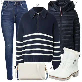 Outfits for chubby Disko mit Temno modra/Modra Kavbojke z Razporkom/Usnjena Jakna/Usnjene Čevlje/Zimska jakna/Kavbojke na Poteg/Push up Kavbojke/Kavbojke Visokega Pasu/Kavbojke z Luknjo/Usnjene jakne/Ženske 7/8 Kavbojke/Gležnarji Only "Zimski outfit"Look: Stil, 90. leta, Kul, Disko, Francoski, Modernen, Stari denar