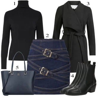 Zimske Outfiti S pasom Do kolen mit Temno modra/Modra Krilo hoermanseder x about you "Zimski outfit"