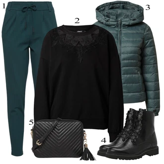 Black Outfits mit Črna Tom Tailor "Zimski outfit"