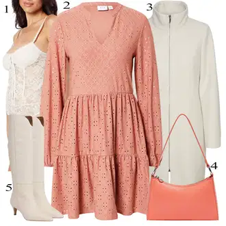outfit mit Siva/Bež/Rjava/Khaki Plašč Potapljaški Jopič/Lahki Plašč/Loden Plašč/Plašč z Zadrgo/Plašč iz Kašmirja/Midi Plašč/Pleten Plašč iz Flisa/Plašč Tri Četrtine Dolžine/Softshell Plašč VERO MODA "Zimski outfit"