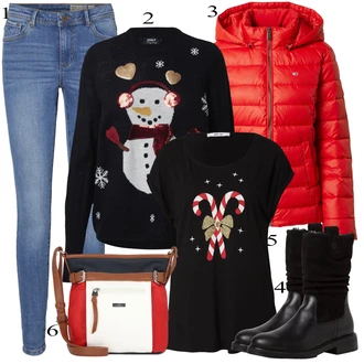 Outfits for chubby Disko mit Svetlo modra/Modra Jeggings/Jeans Pajkice/Skinny Hlače VERO MODA "Zimski outfit"Look: Stil, Priložnostne, Kul, Disko, Modernen, Lepo, Stari denar, Preproste