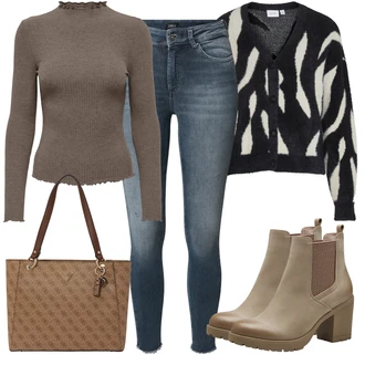 Outfity na zimu Zvířecí potisk s Černá/Hnědá/Bílá/Žlutá Pletenina veľkej veľkosti Vila "Zimní outfity"