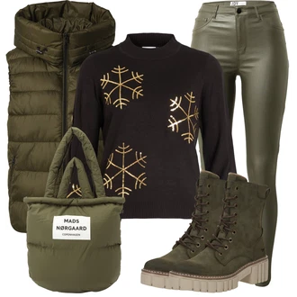 Outfit s Černá/Hnědá/Tmavě hnědá Zimní Svetr/Vlněný Svetr/Norský Svetr/Svetr Niki/Svetr z Jemné Pleteniny/Kašmírový Svetr/Třpytivý Svetr/Vánoční svetr/Potisknout Svetr/Vintage svetr/Žakárový Svetr Vila "Zimní outfity"