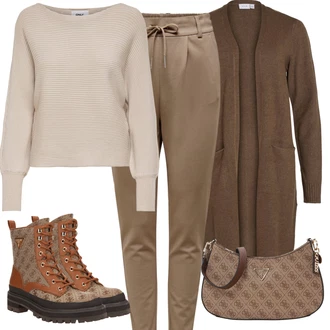 Outfity na zimu s Hnědá/Khaki/Tmavě zelená/Šedá Pletenina veľkej veľkosti/Kabát/Halenka a Tunika Tunika Vila "Zimní outfity"