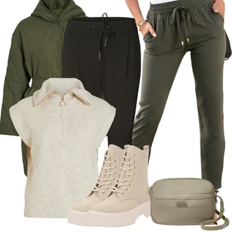 Outfit s Béžová/Hnědá/Khaki Kozačka Šněrovací Kotníková Bota/Plochá Kotníková Bota/Zimní tenisky/Bojová Bota/Šněrovací bota/Teniska na platformě/Šněrovací Kozačka na Platformě Tommy Hilfiger "Zimní outfity"