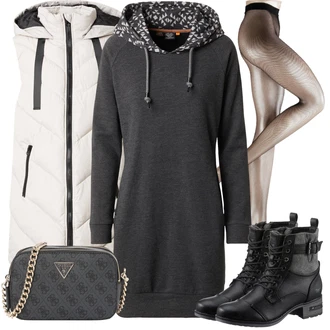 Outfit s Béžová/Růžová Síťovaná punčocha/Síťovaný punčocháč Falke "Zimní outfity"