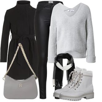 Elegantní Outfit s Černá Vlněný Kabát/Zimní Kabát Vlněný kabát/Scuba Kabát/Midi Kabát/Lodenový kabát Vila "Módní zimní outfit"Look: Klasické, Business, Cool, Elegantní, Moderní, Kancelář, Old Money, Příliš oblečený