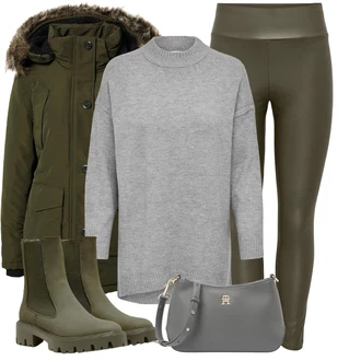 Outfit s Tmavě zelená/Zelená Superdry "Outfity na zimu"