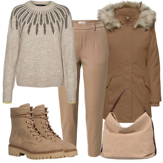 Outfit s Kašmírový Svetr/Norský Svetr/Jednoduchý Svetr/Zimní Svetr/Vlněný Svetr/Svetr s Třásněmi/Třpytivý Svetr/Svetr Niki/Pletený Svetr VERO MODA "Perfektní na zimu"