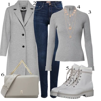 outfit mit Roza/Zlati Bogato okrašena ogrlica/Statement-verižica/Verižica/Fine verižica/Komplet nakita Pilgrim "Zimski outfit"