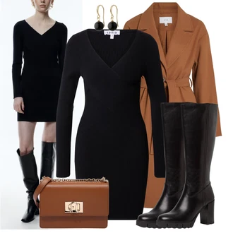 Vysoké Podpatky Outfit s Černá Bota se širokým nohavici/Dlouhá Kozačka/Kozačka Na Podpatku/Bota na Platformě/Klasická kozačka/Jezdecká Bota/Kozačka po Kolena/Kozačka se zipem Tamaris "Denní Outfit"