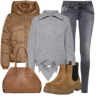 Kombinacije za zimu sa Siva/Svjetlosiva/Tamnosiva Dodatak Zwillingsherz "Jesenski outfiti"