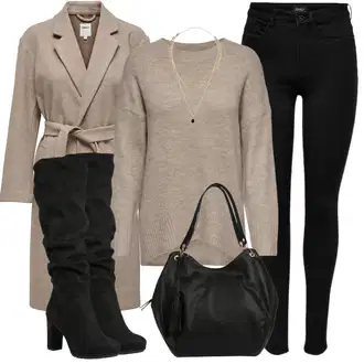 Outfit sa Crna/Tamnoplava Podstavljena Tajica/Tople Tajice/Neprozirna Tajica/Oblikovana Tajica/Sportska Tajica/Kožna Jakna/Tajice s Prorezom/Pletena Tajica/Pamučna Tajica Only "Zimski Outfit"
