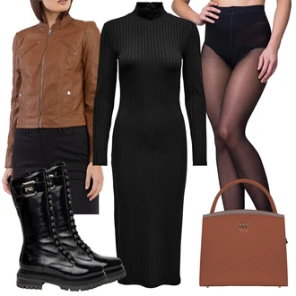 Outfity na zimu Ke kolenům s Černá/Béžová bellinda "Zimní look"