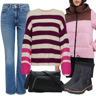 Outfity na zimu s Modrá/Světle modrá Pánské tričko/Zvonové Džíny/Džíny s Nízkým Sedem/Džíny s Rozparkem Only "Zimní look"