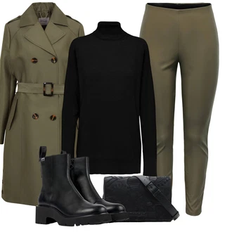 Pravá Kůže Outfit s Černá/Hnědá Kožená kotníková bota/Letní kotníková kozačka/Klasická kozačka/Chelsea Boty/Kožená bunda/Kozačka se zipem/Kotníková Bota s Podšívkou Camper "Zimní look"