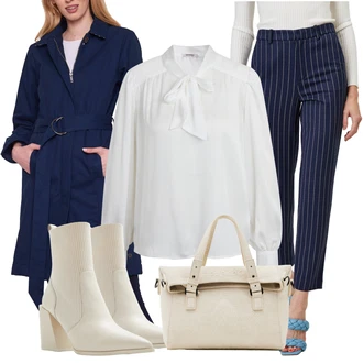 Outfity na zimu Pruhovaný s Modrá/Tmavě Modrá orsay "Zimní look"