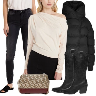 Outfit s Hnědá/Vínová/Tmavě červená Taška Přes Rameno/Malá Taška/Women's Cosmetic Bags/Ledvinka/Dopisová peněženka/Shopper DKNY "Zimní look"